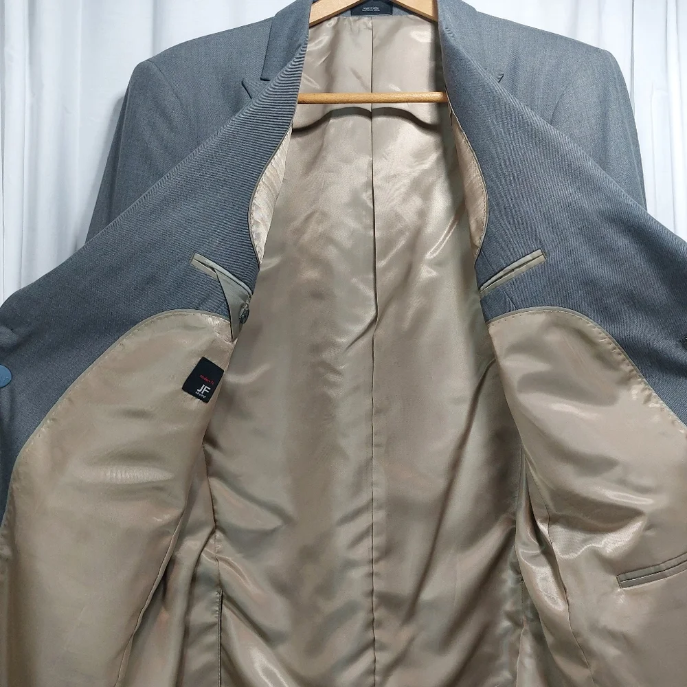 J.Ferrari Modern‎ Fit Men’s Blazer Suit Jacket Gray Sharkskin Sz 42L NWT